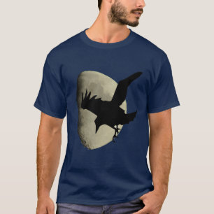 Halbmond mit fliegender roter Crow-Silhouette T-Shirt