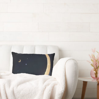 Halbmond schwebend am Nachthimmel Lendenkissen
