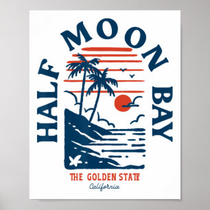 Halbmond Y Kalifornien Retro Surfer Vintage Strand Poster
