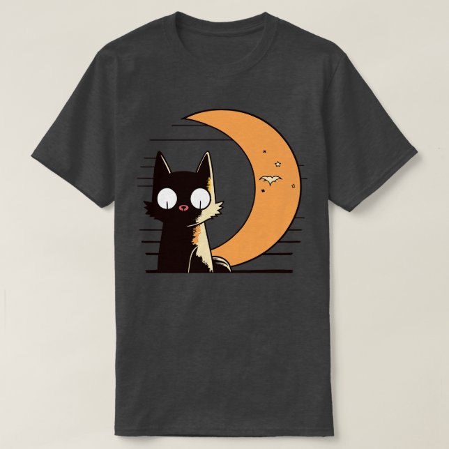 Halbmondstrahler Retrokatze T-Shirt (Design vorne)