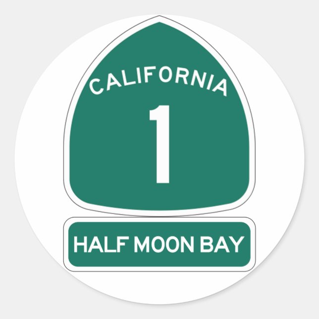 HALBMOON BAY ROUND STICKER CA1 HIGHWAY SIGN (Vorderseite)