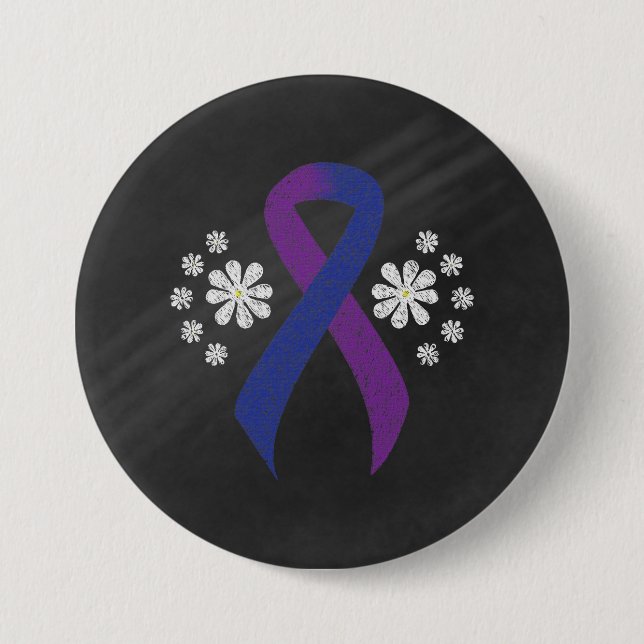 Halbpension Blau und Lila Schleife Button (Vorderseite)