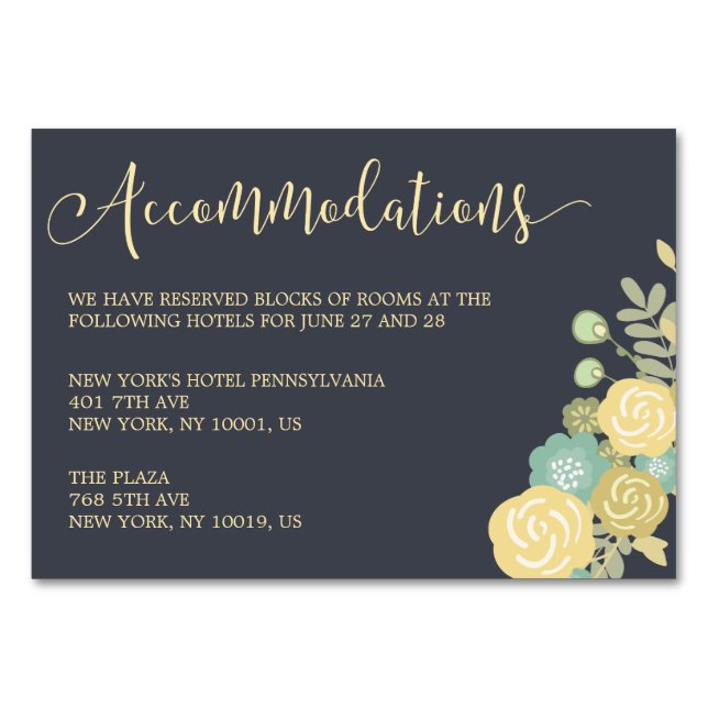 Halbpension Hochzeitskarten gelb Tischnummer (Vorderseite)