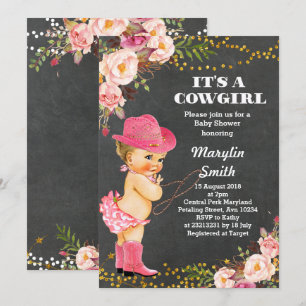 Halbpension Rustikale Cowgirl Babyduschkarte Einladung