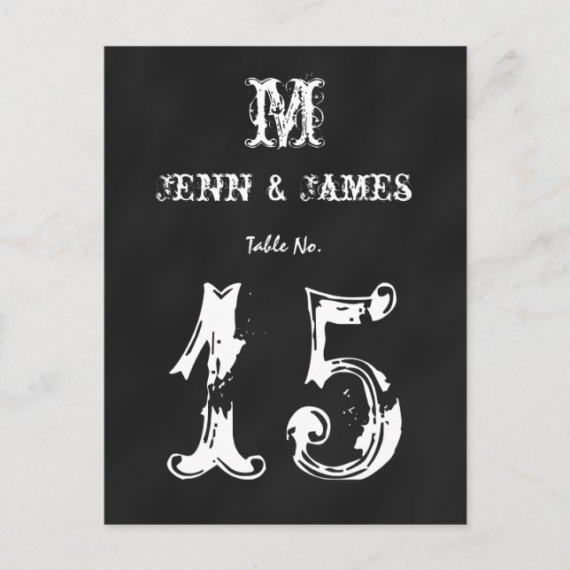 Halbpension Rustikale Hochzeitkarte Tischnummer (Vorderseite)