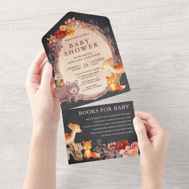 Halbpension Waldtiere Kinderdusche All In One Einladung (Abreißen)