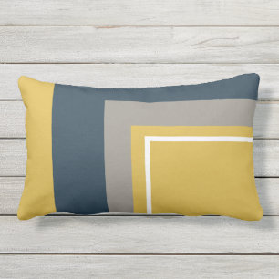 Halbrahmen Minimalistisch Senf-Navy Grau Kissen Für Draußen