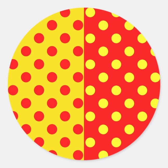 Halbrotes Polka-Dots-Design Runder Aufkleber (Vorderseite)