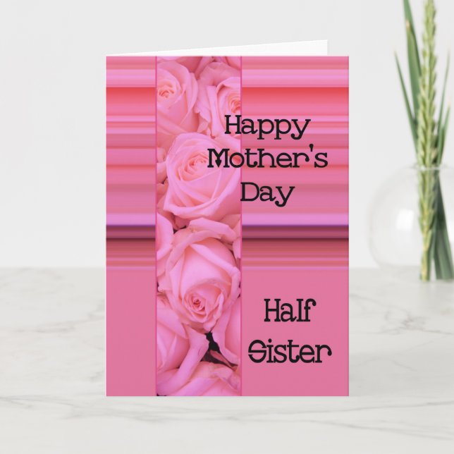 Halbschwester Happy-Mother-Day-Rose Karte (Vorderseite)