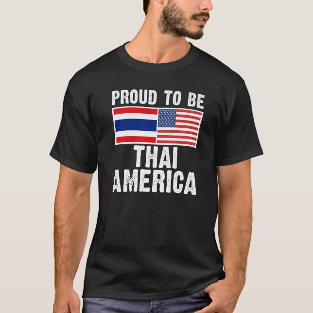 Halbthai Half amerikanische Flagge Thailand T-Shirt (Vorderseite)