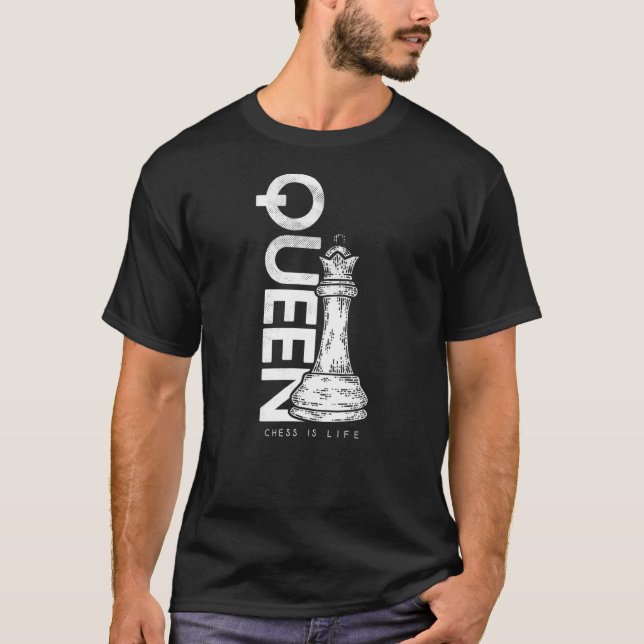 Halbton-Königin-Schachfigur-Meme T-Shirt (Vorderseite)