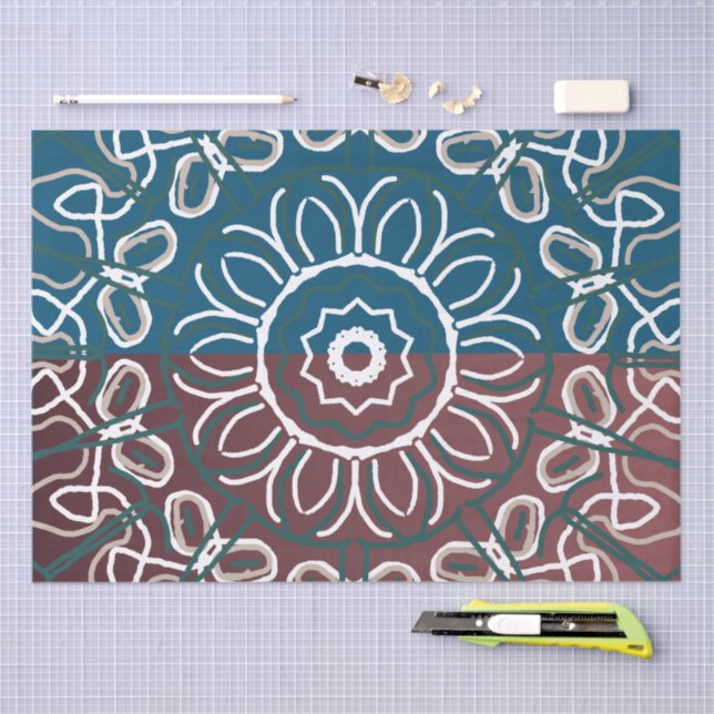 Halbtoned Trendy Blue Mauve Lace Design Seidenpapier (Handwerk)