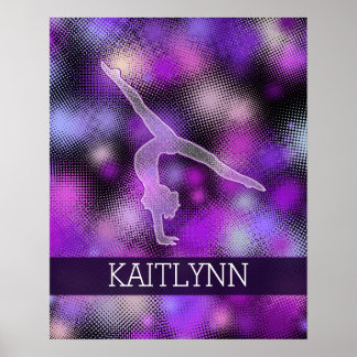 Halbtongymnast Lila mit Monogramm Poster