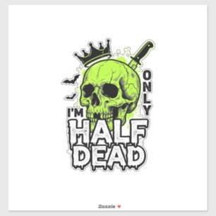 Halbtoter-Totenkopf-Halloween-Vintage-Stickerei-Sh Aufkleber