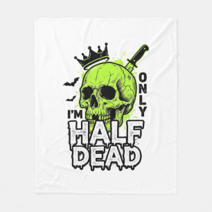 Halbtoter-Totenkopf-Halloween-Vintage-Stickerei-Sh Fleecedecke