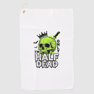 Halbtoter-Totenkopf-Halloween-Vintage-Stickerei-Sh Golfhandtuch