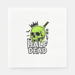 Halbtoter-Totenkopf-Halloween-Vintage-Stickerei-Sh Serviette