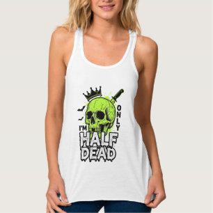 Halbtoter-Totenkopf-Halloween-Vintage-Stickerei-Sh Tank Top