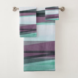 Halbtransparente Ebenen in Aqua Burgund und Grau Badhandtuch Set