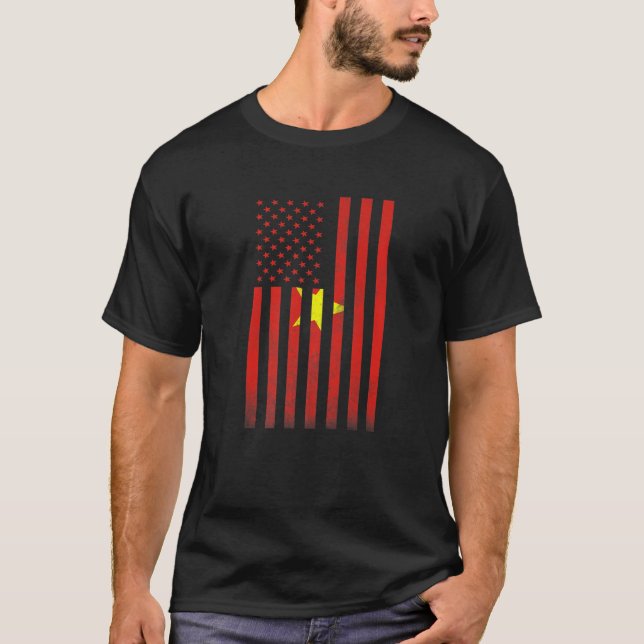 Halbvietnamesische Flagge | Vintager Amerikaner T-Shirt (Vorderseite)