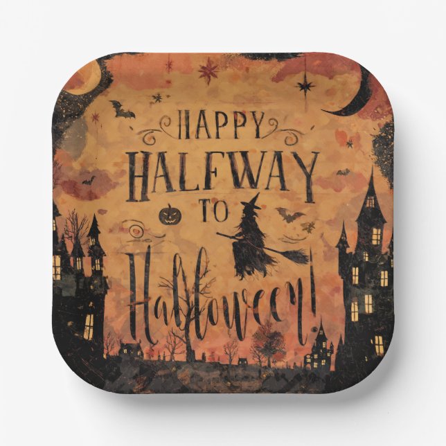 Halbwegs zur Halloween-Partydekoration Pappteller (Vorderseite)