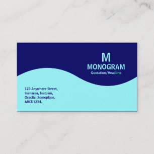 Halbwellenmonogramm - Eisblau und Navy Blau 000066 Visitenkarte