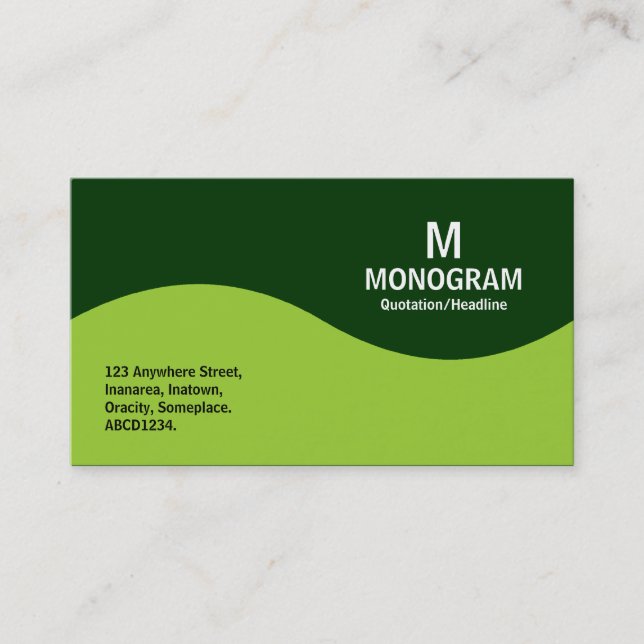 Halbwellenmonogramm - Mars Green mit 003300 Visitenkarte (Vorderseite)