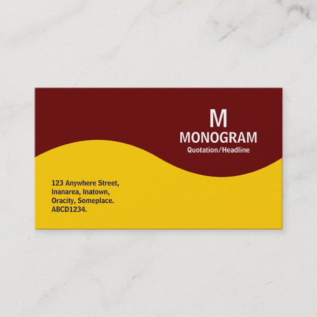 Halbwellenmonogramm - orange mit Dunklem Maroon 66 Visitenkarte (Vorderseite)