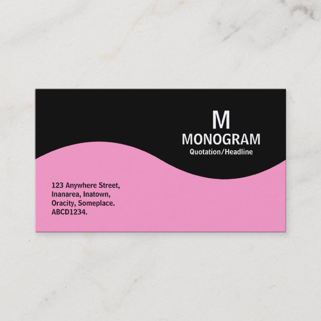 Halbwellenmonogramm - Rosa mit Schwarz Visitenkarte (Vorderseite)