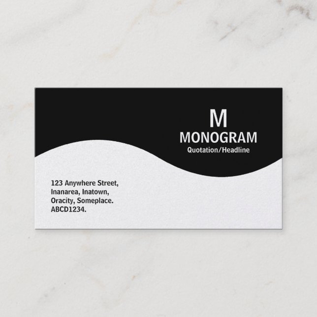 Halbwellenmonogramm - Schwarz (Gold) Visitenkarte (Vorderseite)