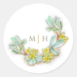 Halbwüstenmonogramm Hochzeitsibbaldia Runder Aufkleber