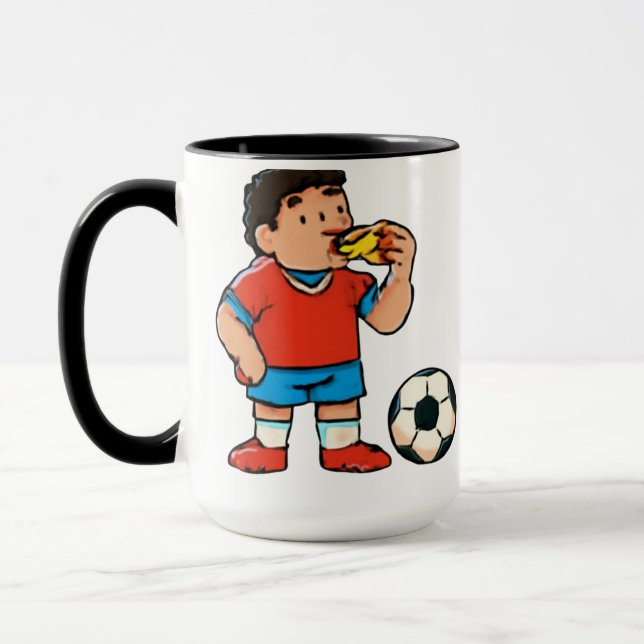 Halbzeit-Snack – Lustige Fußball-Pizza Tasse (Links)