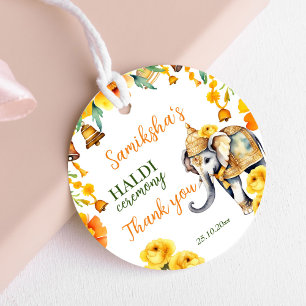 Haldi-Indische Hochzeit Elefanten gelbe Blumen Gef Geschenkanhänger