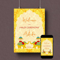 Haldi indische Hochzeitelefanten gelbes Begrüßungs
