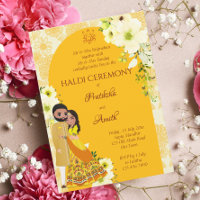 Haldi laden gelbe Blumen Bogen indische Braut ein