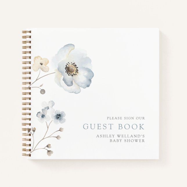 Hale Modern Simple Floral Baby Showbook Notizbuch (Vorderseite)
