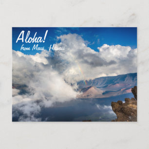 Haleakala Krater mit Regenbogen auf Maui, Hawaii Postkarte