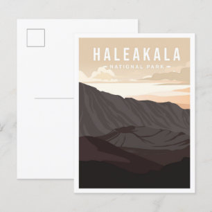 Haleakala-Nationalpark Hawaii Reiseillustration Postkarte