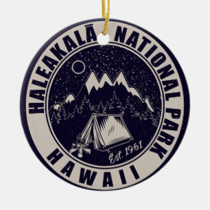 Haleakalā Nationalpark Hawaii Retro Emblem Keramik Ornament