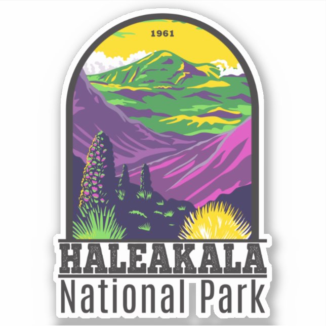 Haleakala Nationalpark Hawaii Vintag Aufkleber (Vorderseite)