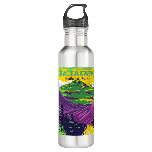 Haleakala Nationalpark Hawaii Vintag Edelstahlflasche (Vorderseite)