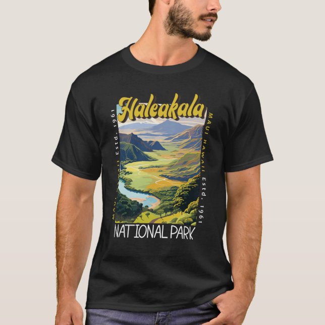 Haleakala Nationalpark Illustration erschüttert T-Shirt (Vorderseite)