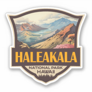 Haleakala Nationalpark Illustration Retro Abzeiche Aufkleber