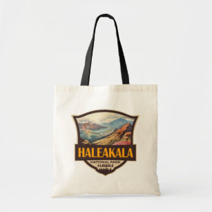 Haleakala Nationalpark Illustration Retro Abzeiche Tragetasche