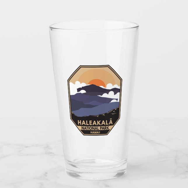 Haleakala Nationalpark Retro Emblem Glas (Vorderseite)