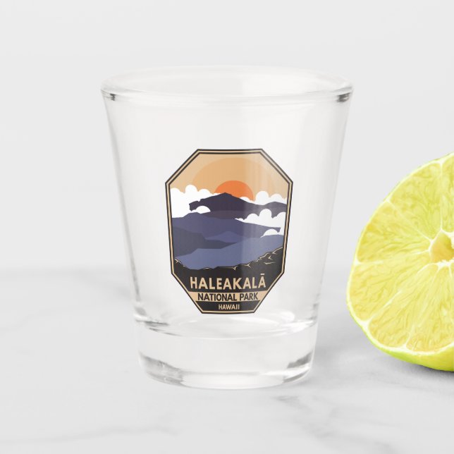 Haleakala Nationalpark Retro Emblem Schnapsglas (Vorderseite)