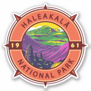 Haleakala Nationalpark Retro Kompass Emblem Aufkleber