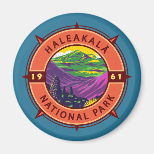 Haleakala Nationalpark Retro Kompass Emblem Magnet