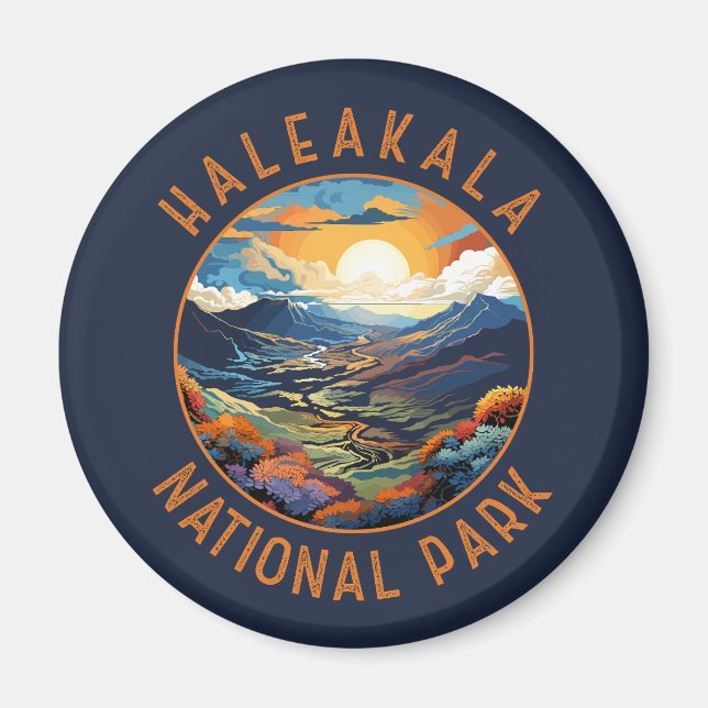 Haleakala Nationalpark Sunset Retro Not leidend Magnet (Vorne)