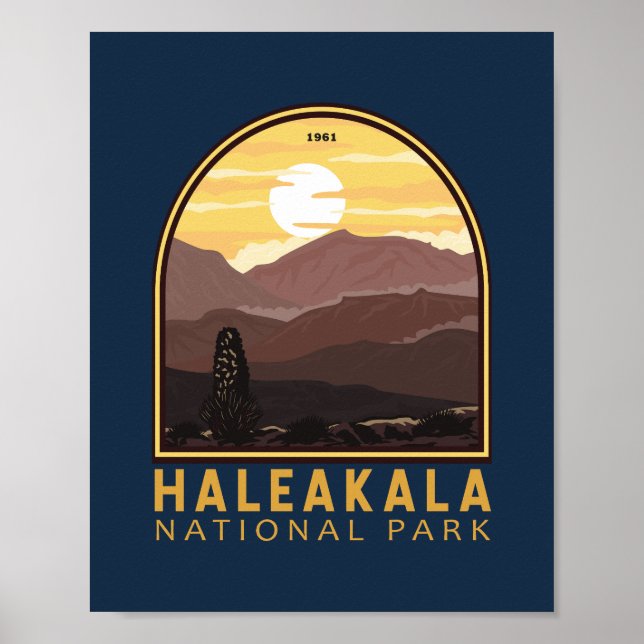 Haleakala Nationalpark Vintages Emblem Poster (Vorne)